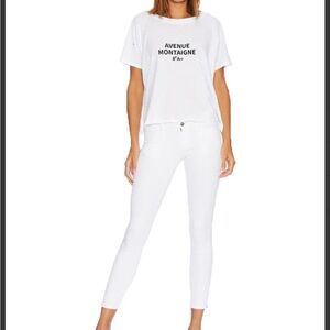 Etienne Marcel White Jeans Red ankle zipper high rise white skinny jeans